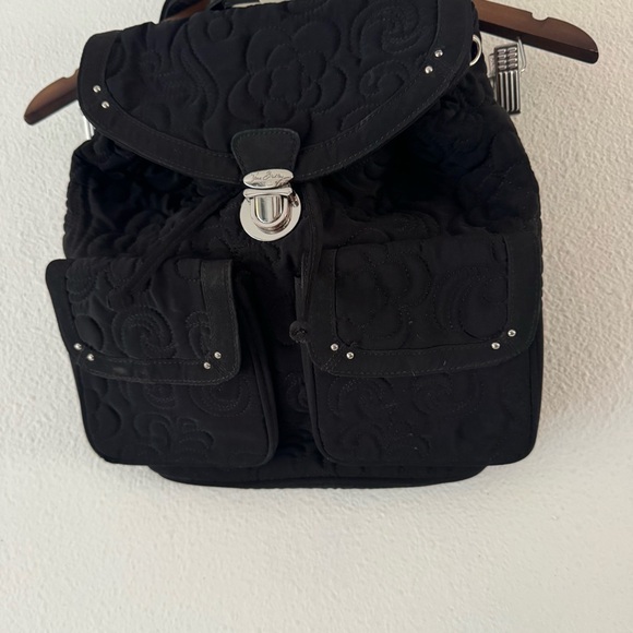 Vera Bradley Quilted Floral Amy Backpack Black Drawstring Essential Bag Boho - Picture 6 of 16